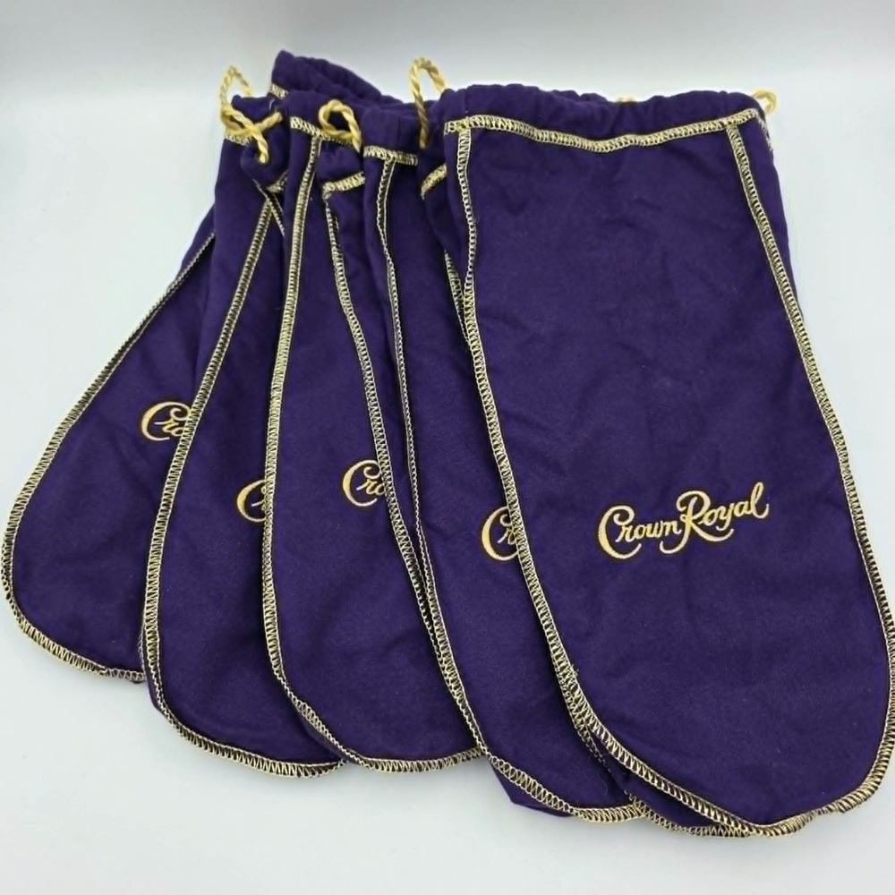 Crown Royale Drawstring Bags Purple Lot of 5 - Party Favor Wedding Bachelor